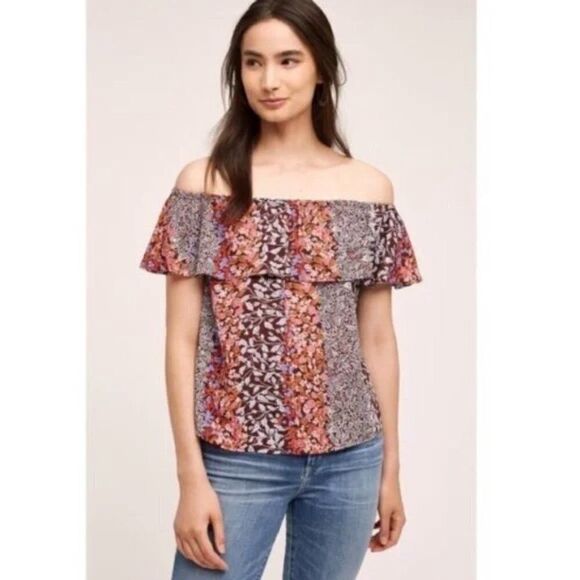 Maeve Anthropologie Small Vallita Floral Off Shoulder Blouse - Picture 3 of 10